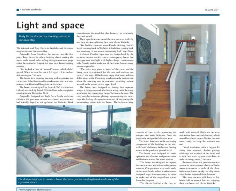 Article in Waiheke Weekender